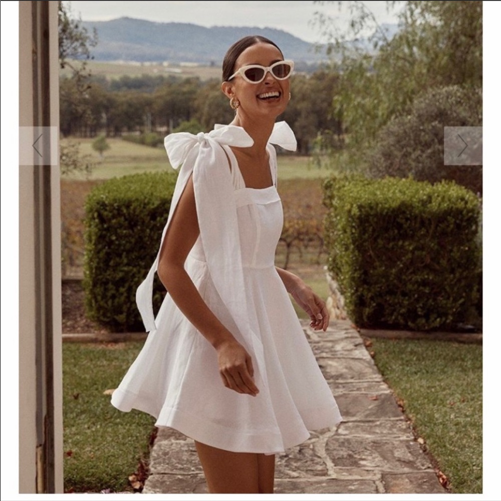 DISSH white linen mini dress